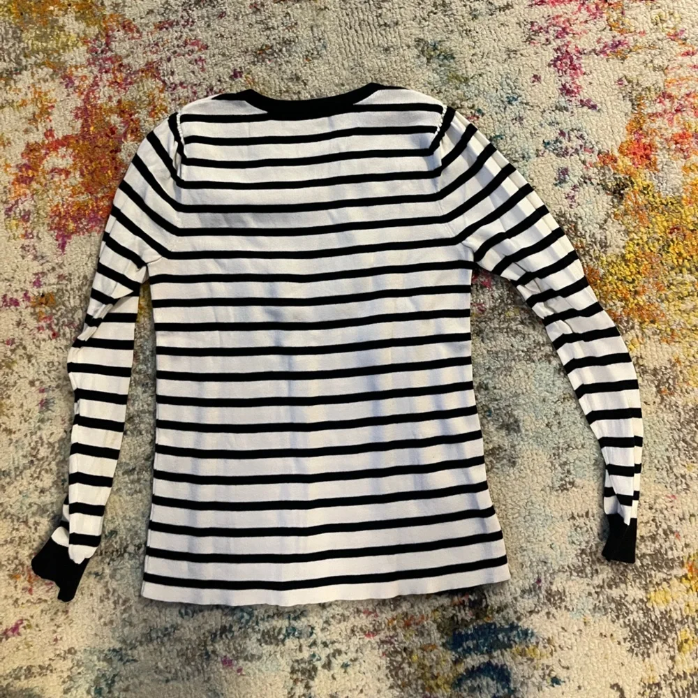 LOFT striped sweater with floral accent. Size S - Picture 3 of 3
